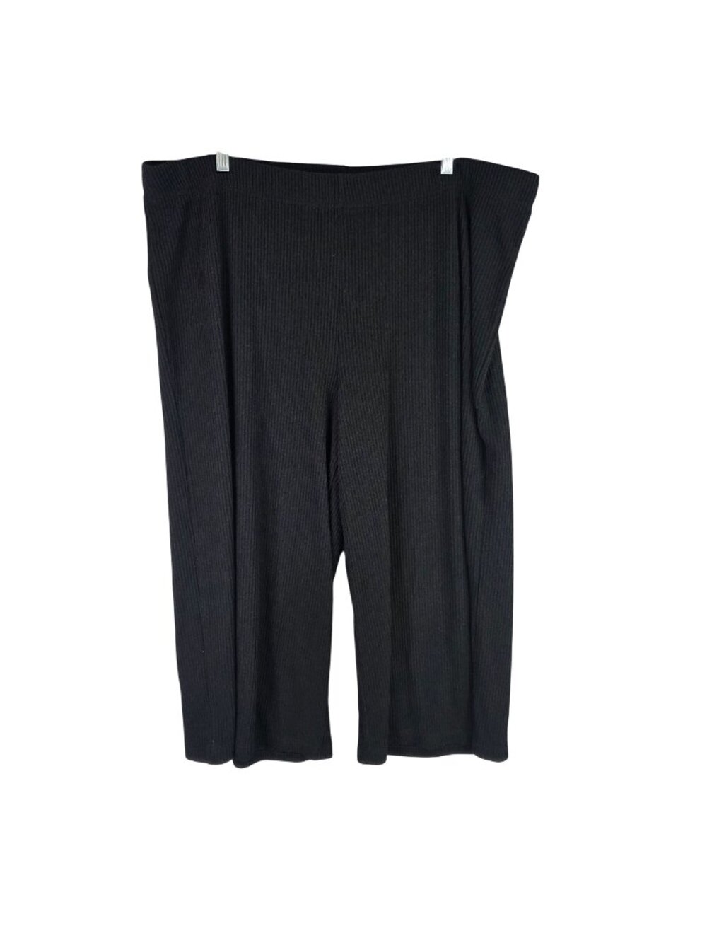 Womens Gap Black Ribbed Knit Wide Leg Pants Cotton Blend Stretch Size XL